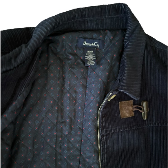 Denim and Co Navy Blue Mid Thigh Corduroy Winter Jacket Coat Women Size Large - Picture 11 of 12